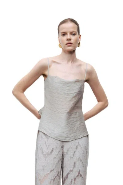Nocturne Slit Strappy Blouse In Gray