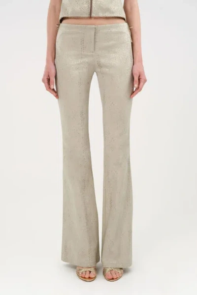 Nocturne Snake Print Jacquard Flare Trousers In Neutral