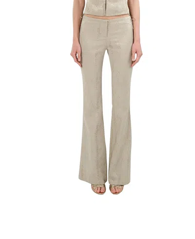 Nocturne Snake Print Jacquard Flare Trousers In Neutral