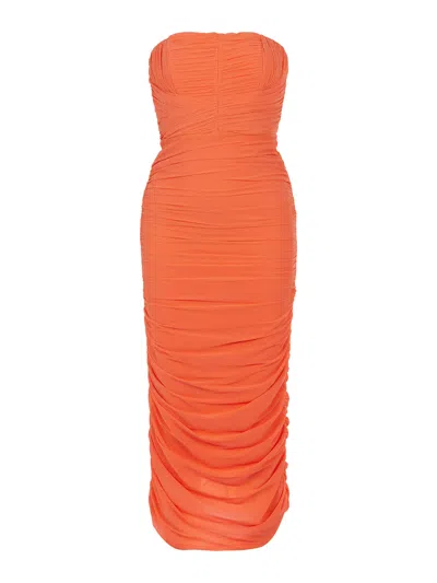 Nocturne Sparkly Draped Dress In Orange