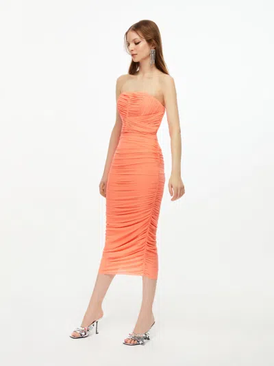 Nocturne Sparkly Draped Dress In Salmon