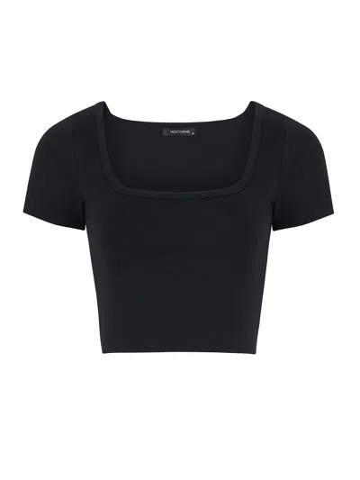 Nocturne Square Neck Crop Top In Black