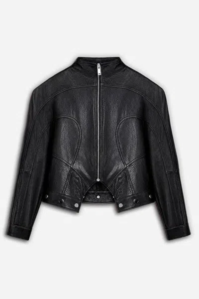 Nocturne Stand Collar Leather Jacket In Black