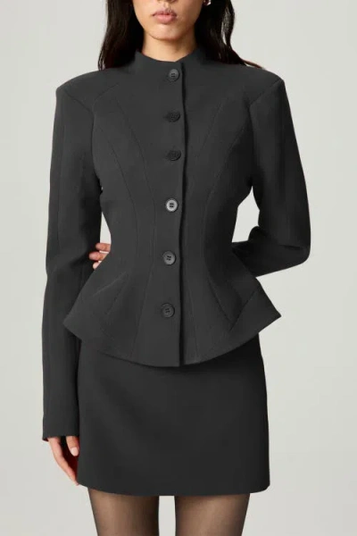 Nocturne Stand Collar Sculpted Jacket In Black