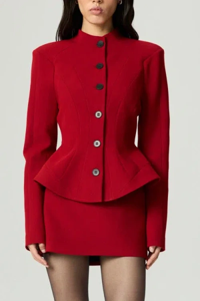 Nocturne Stand Collar Sculpted Jacket In Red