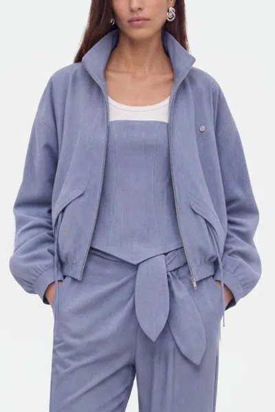 Nocturne Stand Collar Zip Jacket In Blue