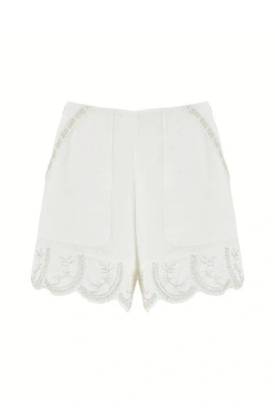 Nocturne Stone Detailed Shorts In White