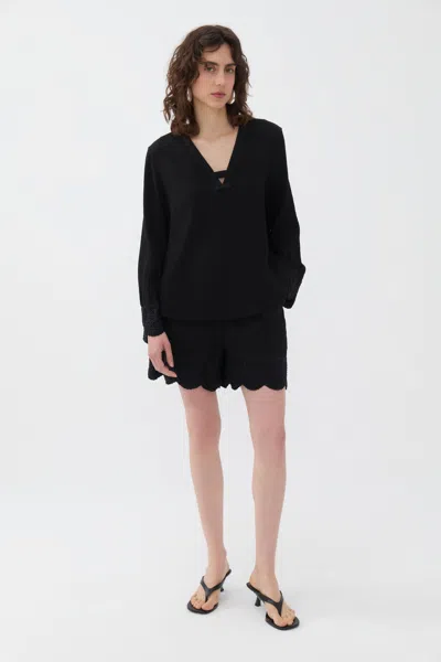 Nocturne Stone Embroidered Blouse In Black