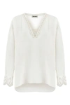 Nocturne Stone Embroidered Blouse In White