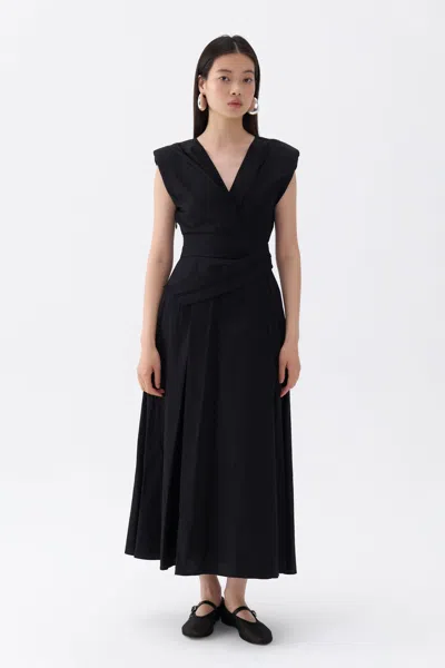 Nocturne Stone Embroidered Dress In Black