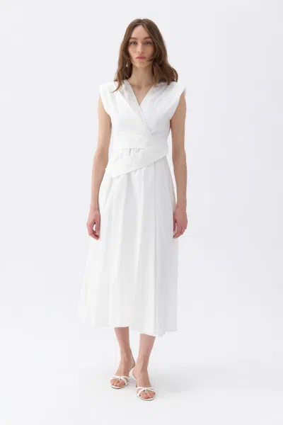 Nocturne Stone Embroidered Dress In Ivory