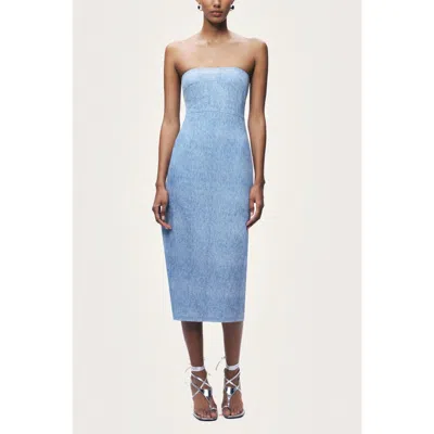 Nocturne Stone-detail Strapless Midi Dress In Blue