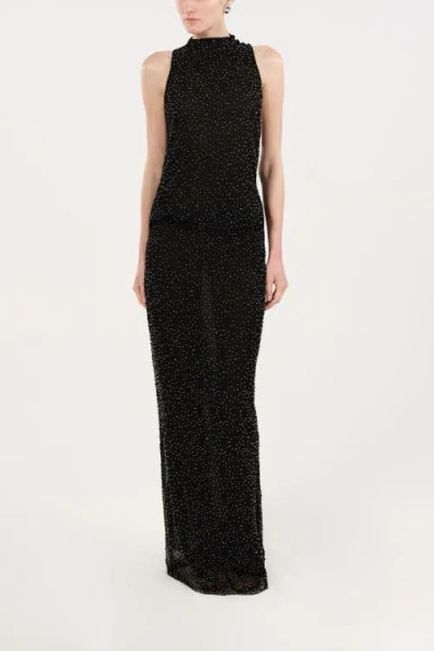 Nocturne Stone-embellished Maxi Dress In Black