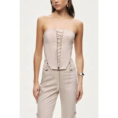 Nocturne Strapless Lace-up Bustier In White