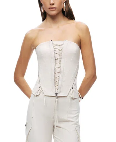 Nocturne Strapless Lace-up Bustier In White