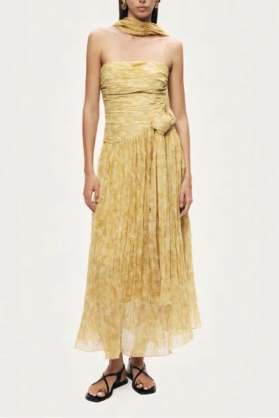Nocturne Strapless Midi Dress In Gold