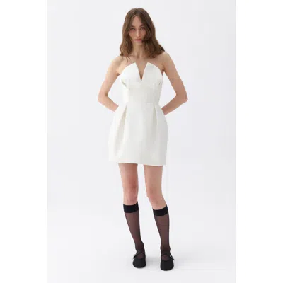 Nocturne Women's White Strapless Mini Dress-ivory In Ivory