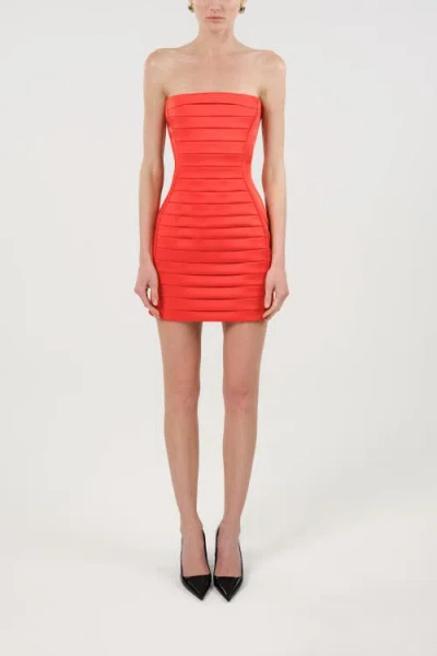 Nocturne Strapless Ribbed Mini Dress In Red