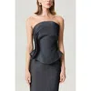 Nocturne Strapless Ruffled Bustier Top In Gray
