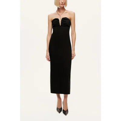 Nocturne Strapless Sweetheart Midi Pencil Dress In Black