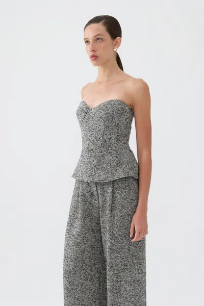 Nocturne Strapless Sweetheart Neck Top In Gray