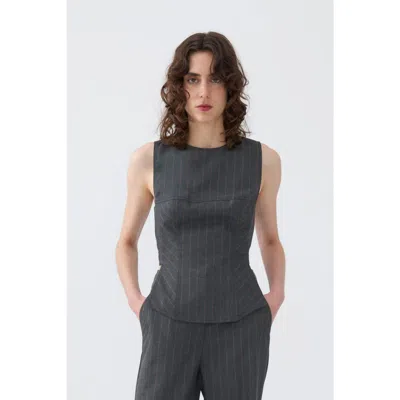 Nocturne Striped Blouse In Grey