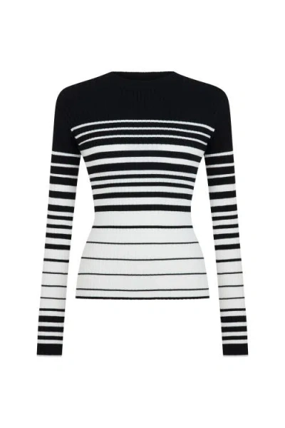 Nocturne Striped Crocheted Knitted Sweater In Multi-colored