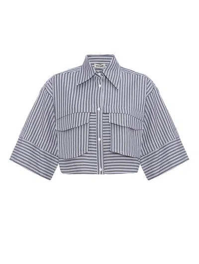 Nocturne Striped Crop Shirt In Multi-colored