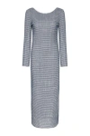 Nocturne Striped Dress With Low Back In Grey