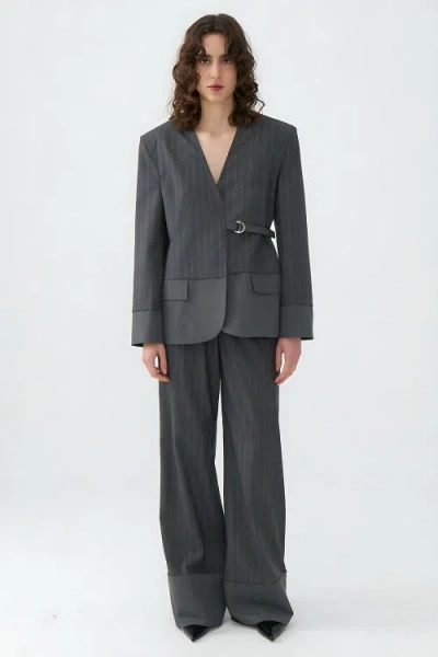 Nocturne Striped Jacket In Grey