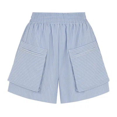 Nocturne Striped Mini Shorts With Pockets In Blue