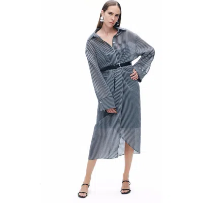 Nocturne Striped Sheer Shirt Dress In Multi-colored