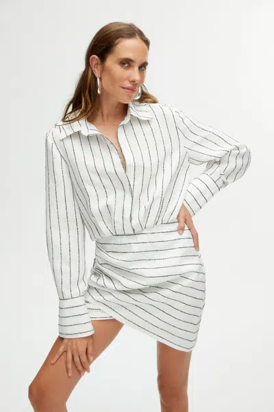 Nocturne Striped Shirt Dress In White