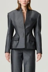 Nocturne Structured Padded High-neck Jacket In Gray
