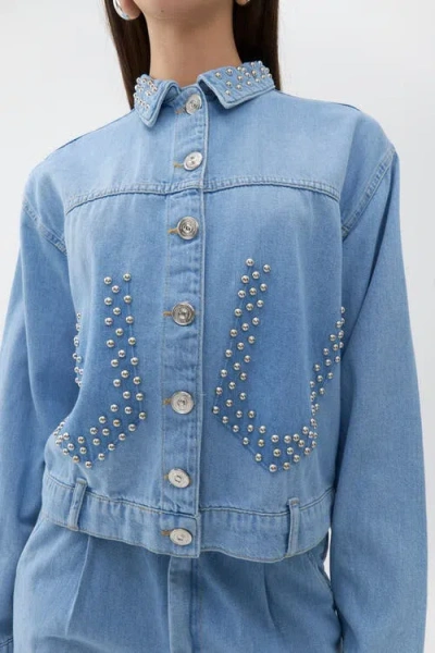 Nocturne Studded Jean Jacket In Blue