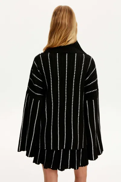 Nocturne Studded Oversized Knit Sweater In Black