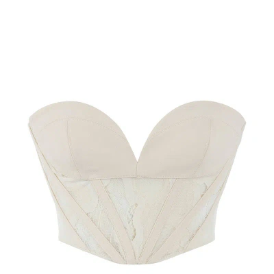 Nocturne Sweetheart Neck Crop Top In White