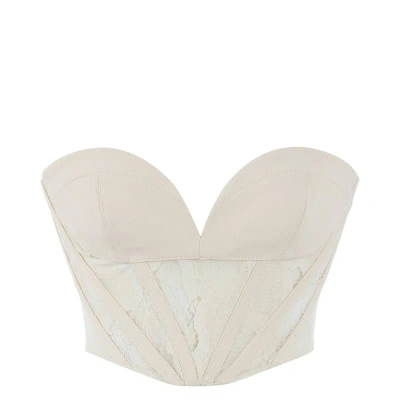 Nocturne Sweetheart Neck Crop Top In Ecru