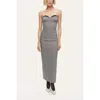 Nocturne Sweetheart Neckline Strapless Checked Midi Dress In Gray