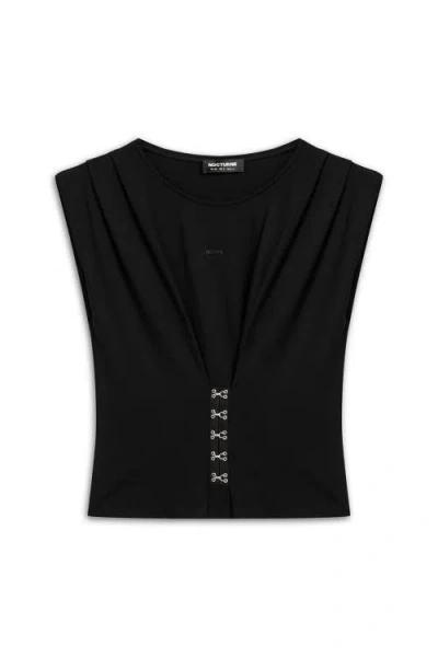 Nocturne T-shirt With Agraffe Accessory Detail In Black