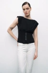 Nocturne T-shirt With Agraffe Accessory Detail In Ivory