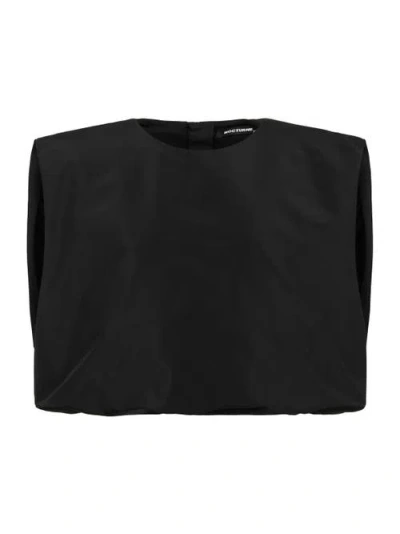 Nocturne Taffeta Crewneck Blouse In Black