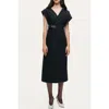 Nocturne Tailored Buckle-wrap Midi Dress In Black