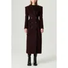 Nocturne Tailored Double-breasted Maxi Coat In Burgundy