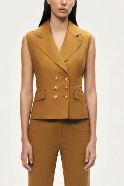 Nocturne Tailored Double-breasted Vest In Brown