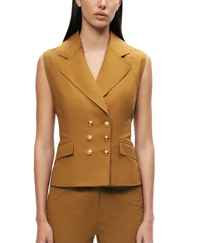 Nocturne Tailored Double-breasted Vest In Burgundy