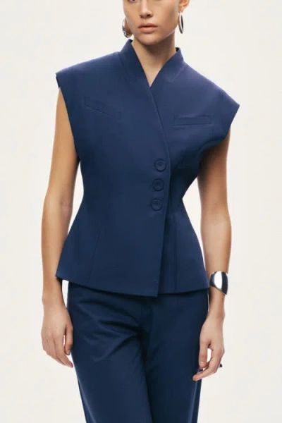 Nocturne Tailored Sleeveless Vest In Blue