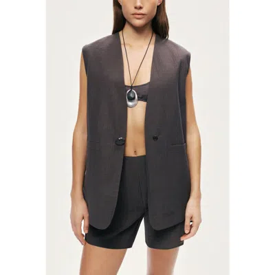 Nocturne Tailored V-neck Vest In Gray