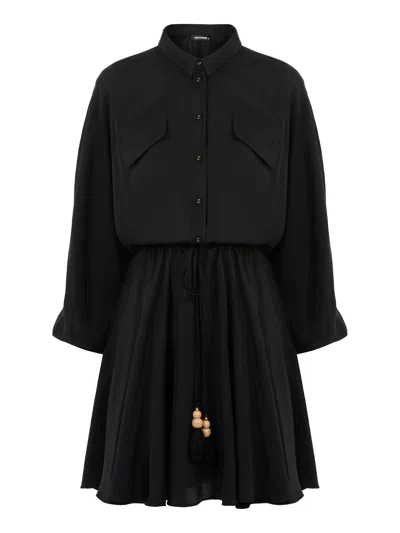 Nocturne Tasseled Shirt Dress In Black