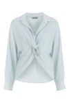 NOCTURNE NOCTURNE TEXTURED BLOUSE WITH FRONT KNOT